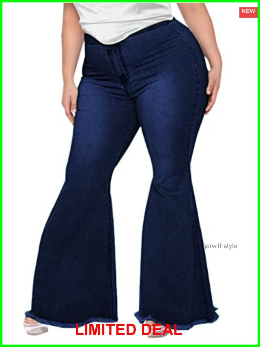 Plus Size Bell Bottom Jeans High Waisted Flare Denim Pants